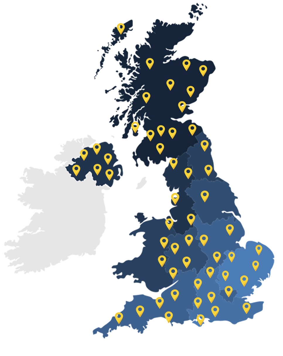 Nationwide Gritting UK map, showing how vast its winter maintenance services are