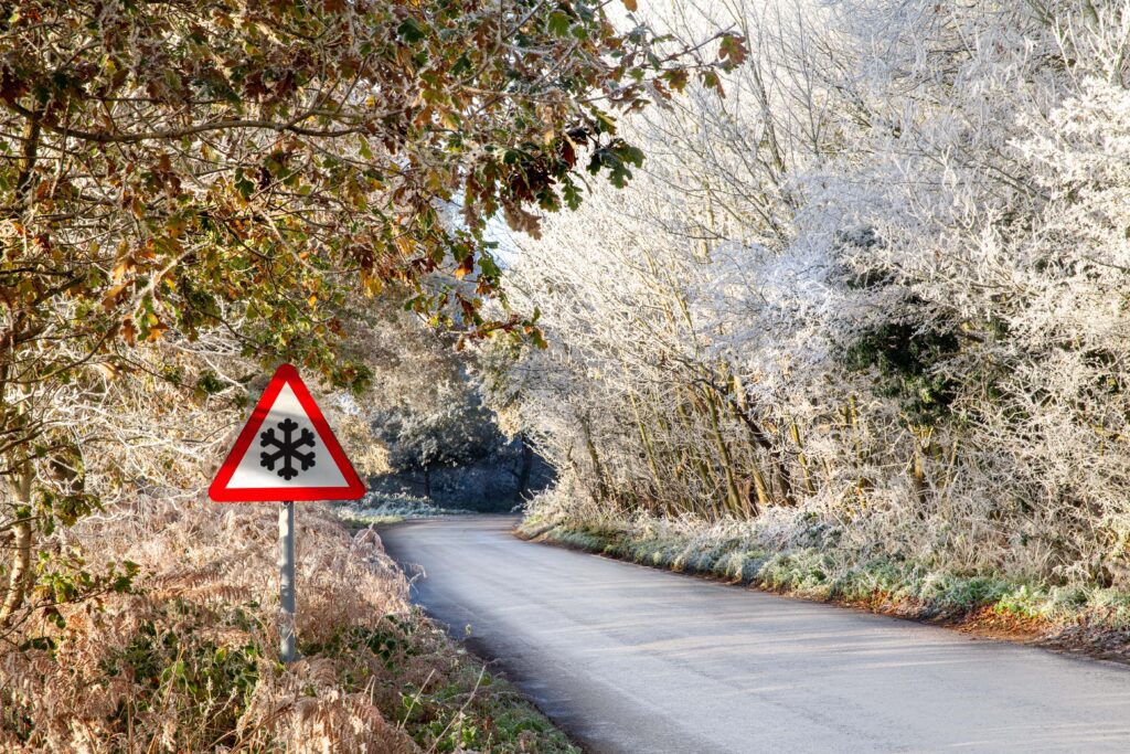 A frosty rural road in Norfolk, demonstrating the importance of winter maintenance services